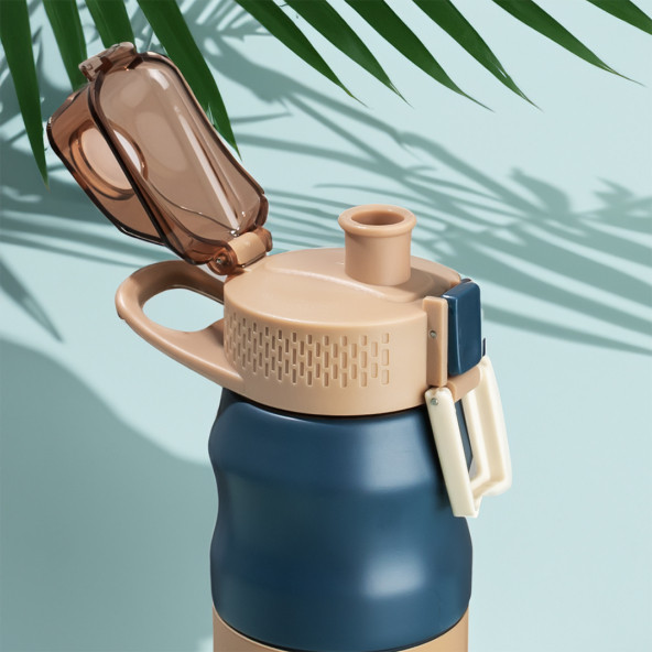 Cooker 1393-2 Paslanmaz Çelik Sızdırmaz Çift Katmanlı Yalıtımlı Çay Kahve Termosu Lacivert 350 ml - 2