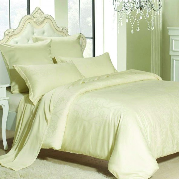 Maxstyle Lyocell Jakarlı Laura Krem Double Nevresim Takımı