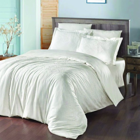 Maxstyle Jakarlı Saten Soho Krem Double Nevresim Takımı
