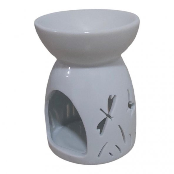 T.Concept Kelebek Desenli Seramik Buhurdanlık Beyaz 2205 - 2