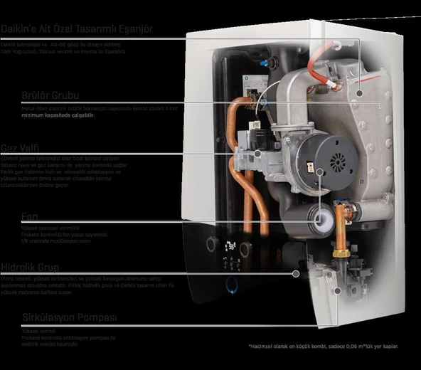 Daikin Kombi 24 KW D2CND024 Tam Yoğuşmalı Kombi PREMİX 6 YIL GARANTİLİ - 4
