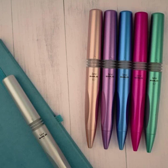 Serve Bold Mekanik Çıtçıtlı Kurşun Kalem 0.7 Mm Metalik Set - 4