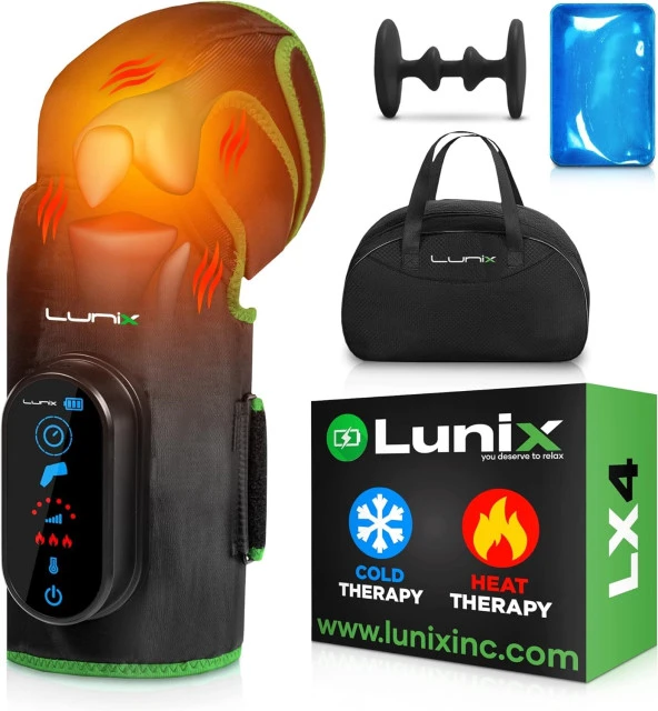 Lunix LX4 Isı ve Sıkıştırmalı Diz Masaj Aleti, Şarj Edilebilir - Yeşil