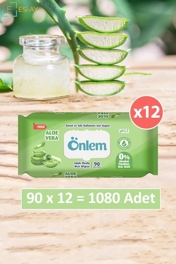Aleoveralı Islak Mendil 90 Lı X 12 Adet