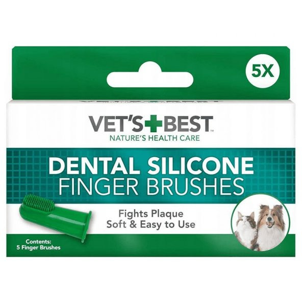 VETS BEST Kedi Köpek Silikon Başlıklı Parmak Diş Fırçası 5,5 cm 5 li
