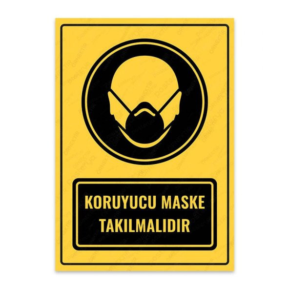 U1003 - Koruyucu Maske Takılmalıdır Uyarı Levhası (15,4x21,6cm)