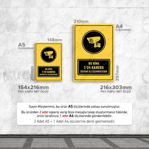 U1086 - Bu Bina 7/24 Kamera Sistemi İle İzlenmektedir Uyarı Levhası (15,4x21,6cm) - 4