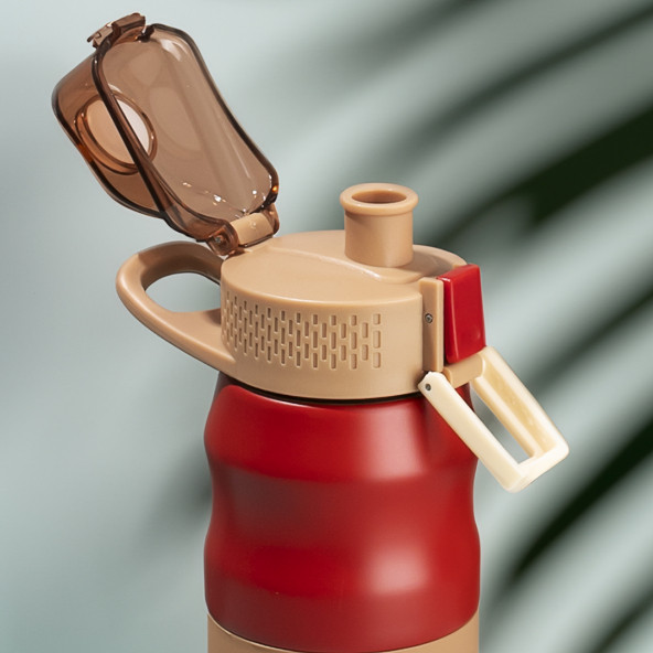 Cooker 1393-3 Paslanmaz Çelik Sızdırmaz Çift Katmanlı Yalıtımlı Çay Kahve Termosu Kırmızı 350 ml - 2