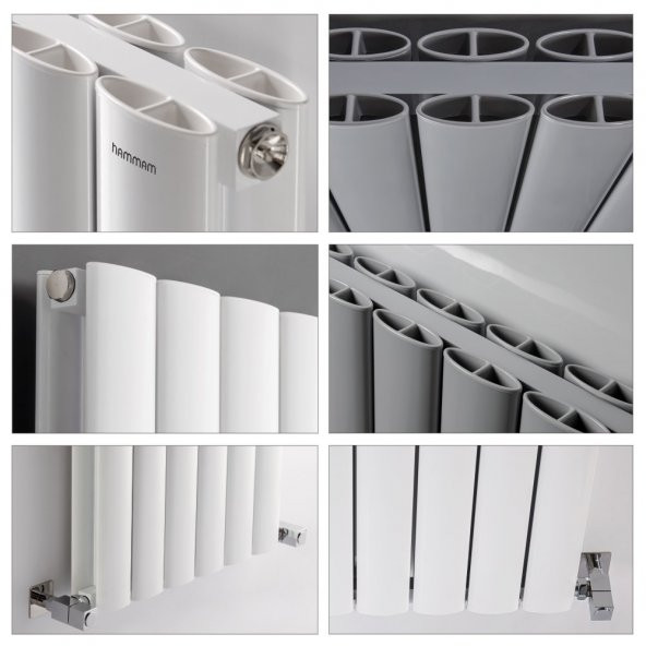 600X1195mm Lilac Yatay Beyaz Alüminyum Radyatör Standart Bağlantı - 3