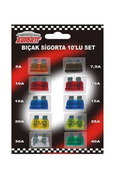 AUTOKIT BIÇAK SİGORTA 10 LU SET JAPON+NORMAL