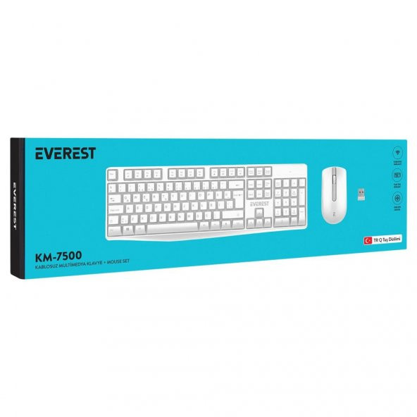 Everest KM-7500 Beyaz Kablosuz Q Multimedia Klavye + Mouse Set - Resim 2