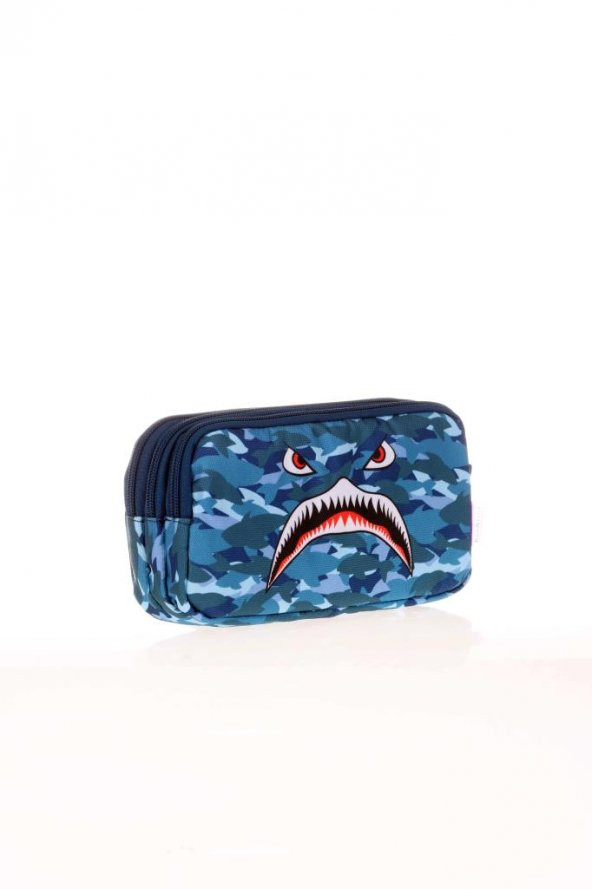 Kaukko Kıds&love L8123 3 Bölmeli Kalem Çantası Square Shark