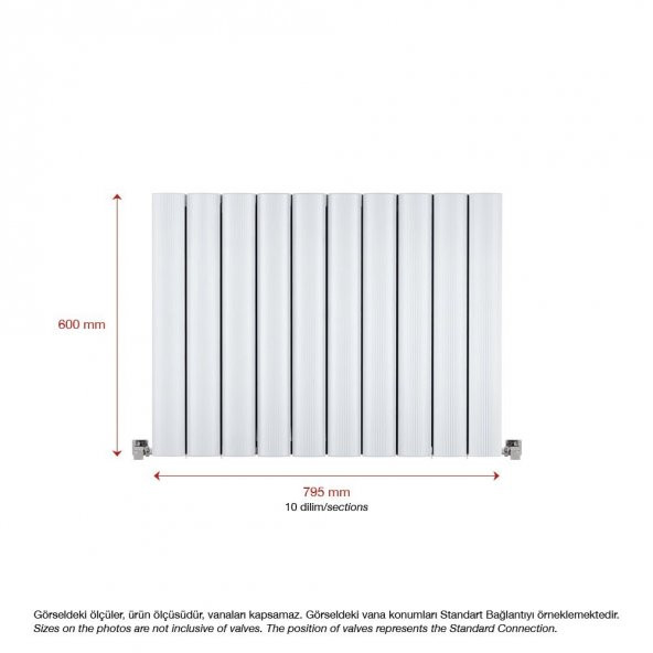 600X795mm Amber Yatay Beyaz Alüminyum Radyatör Standart Bağlantı - 2
