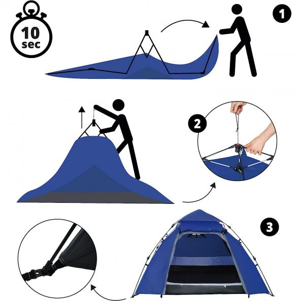 Where Tomorrow Family Otomatik Çadır-LACİVERT - 5