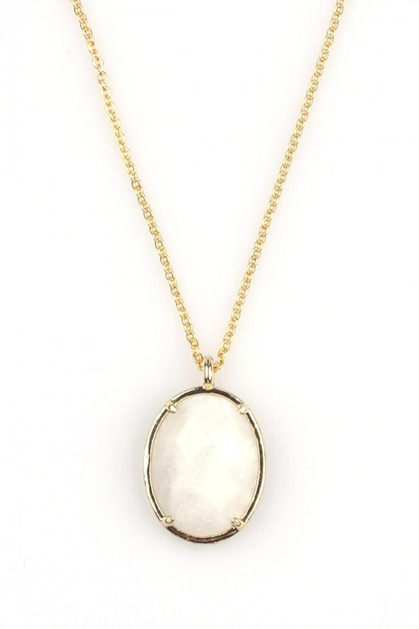 Ay Taşı Doğal Taş Gold Renkli Kolye ürün görseli