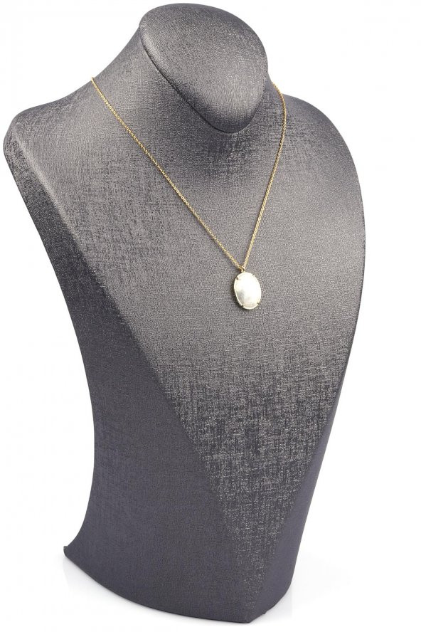 Ay Taşı Doğal Taş Gold Renkli Kolye - Resim 2