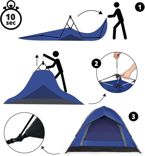 Where Tomorrow Wurf Otomatik Çadır-MAVİ - 4