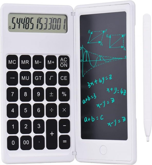 Valkyrie C5 Dijital Çizim Ekranlı Bilimsel Fonksiyonlu E-Writer Hesap Makinesi Katlanabilir Sessiz Tuşlu Beyaz - 2