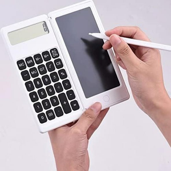 Valkyrie C5 Dijital Çizim Ekranlı Bilimsel Fonksiyonlu E-Writer Hesap Makinesi Katlanabilir Sessiz Tuşlu Beyaz - 4