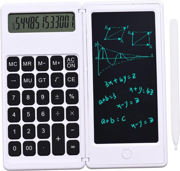 Valkyrie C5 Dijital Çizim Ekranlı Bilimsel Fonksiyonlu E-Writer Hesap Makinesi Katlanabilir Sessiz Tuşlu Beyaz - 8