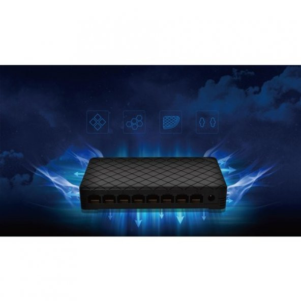 Reyee RG-ES08 8 Portlu 10/100 Fast Ethernet Tak Çalıştır Switch Plastik Kasa - 3