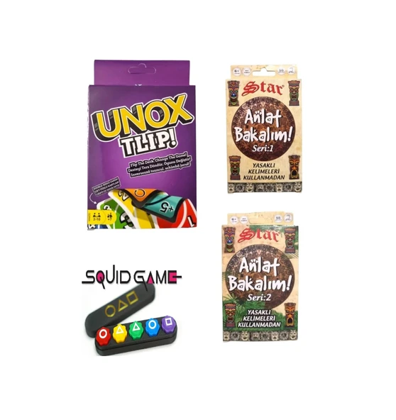 Squid Game 2 Gonggi 5 Taş Unox Tlip + Anlat Bakalım Seri 1 + Seri 2 Oyun Kartı - 4 Lü Set - 2