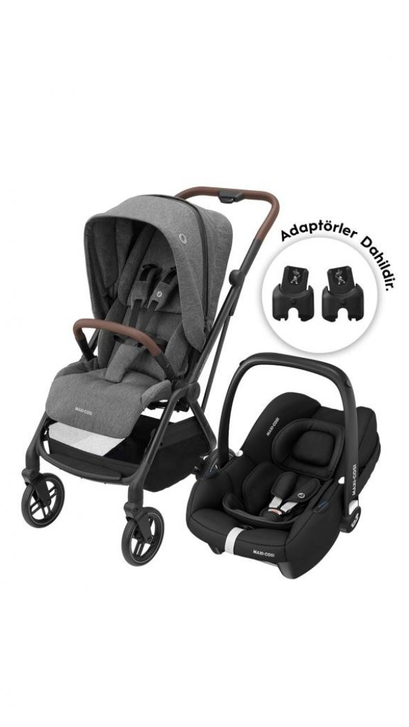 Maxi-Cosi Leona2-Cabriofix I-Size Tek Elle Katlanabilen Ultra Kompakt Çift Yönlü Seyahat Sistem Bebek Arabası Grey-Black