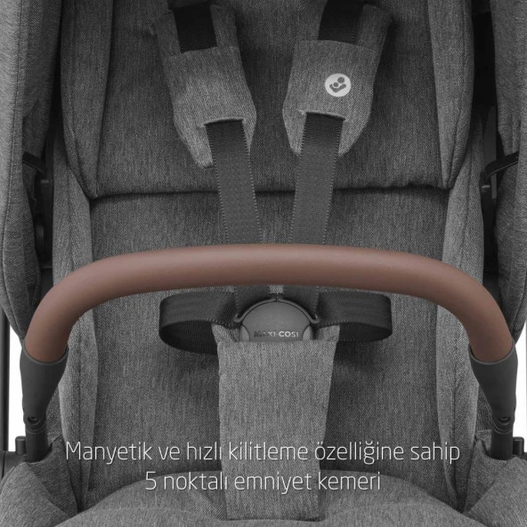 Maxi-Cosi Leona2-Cabriofix I-Size Tek Elle Katlanabilen Ultra Kompakt Çift Yönlü Seyahat Sistem Bebek Arabası Grey-Black - 5