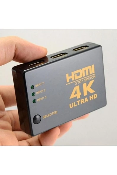 HDMI Çoklayıcı 3 Port 4K Kumandalı Ultra Hd HDMI Switch Splitter - 2