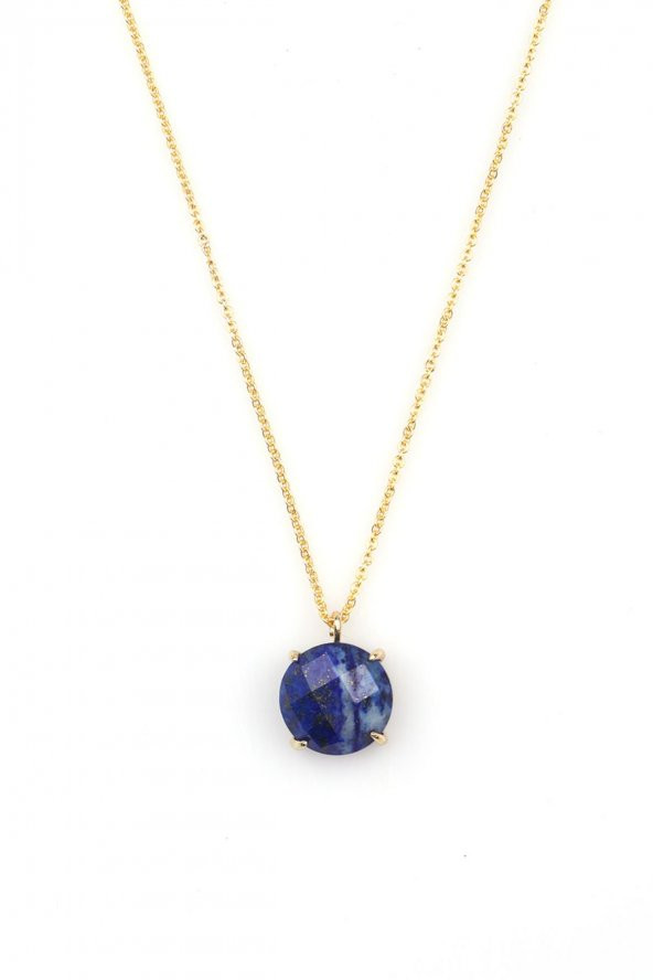 Lapis Lazuli Doğal Taş Gold Renkli Kolye