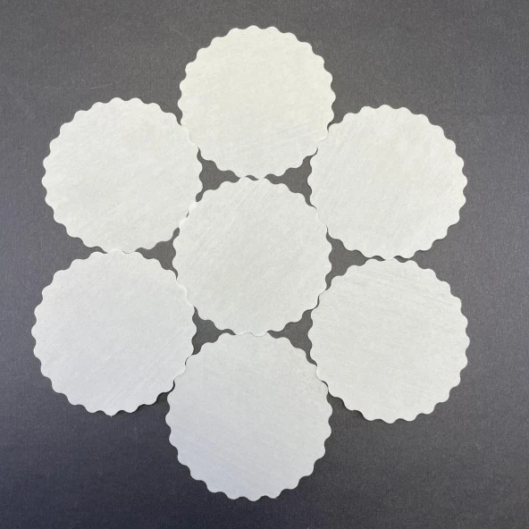 500 Adet Tek Kullanımlık Beyaz Desenli Kağıt Bardak Altlığı 80 mm - 3