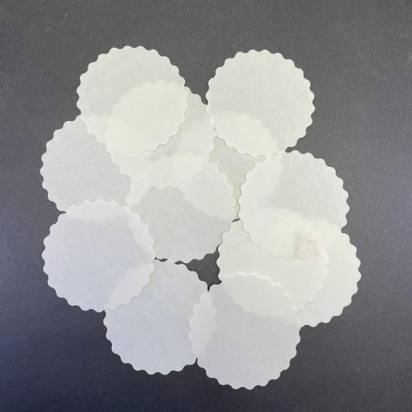 2500 Adet Tek Kullanımlık Beyaz Desenli Kağıt Bardak Altlığı 80 mm - 2