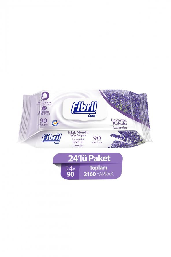 Fibril Care Lavanta Kokulu Islak Mendil 24x90 Lı Paket 2160 Yaprak - 2