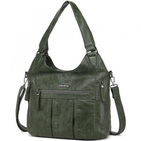 Barcelona Yıkama Deri Omuz Askılı Kadın Çantası 21-K Barcelona 1837 - Resim 3