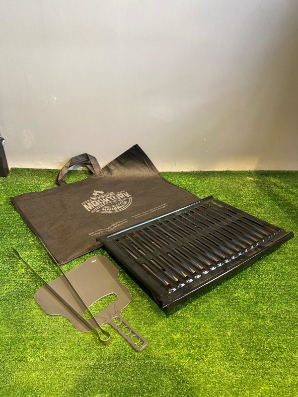 25x40 Katlanır Mangal Yağ Kanallı Izgara - Resim 3