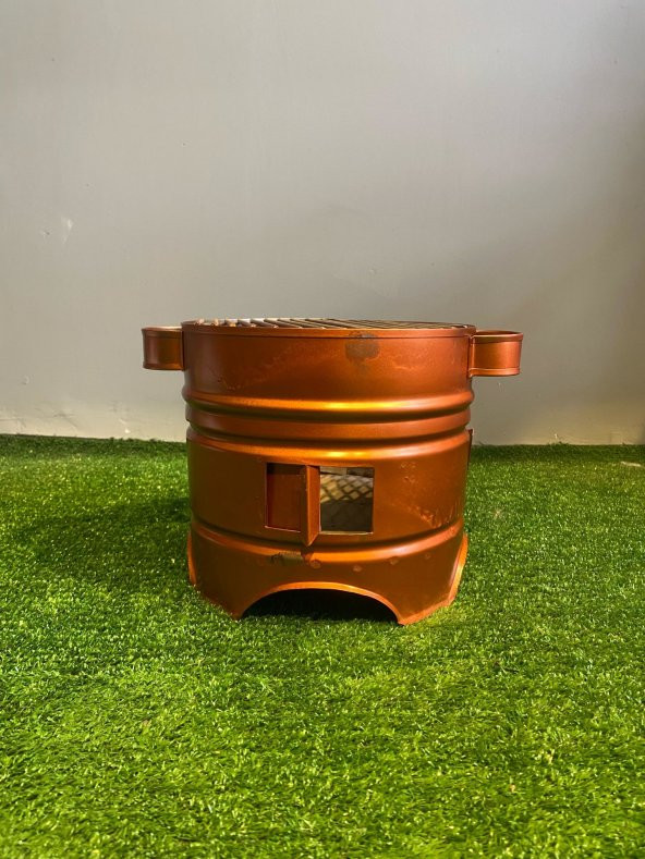 27 cm 3 Kapaklı Bakır Boyalı Yuvarlak Mangal - 2