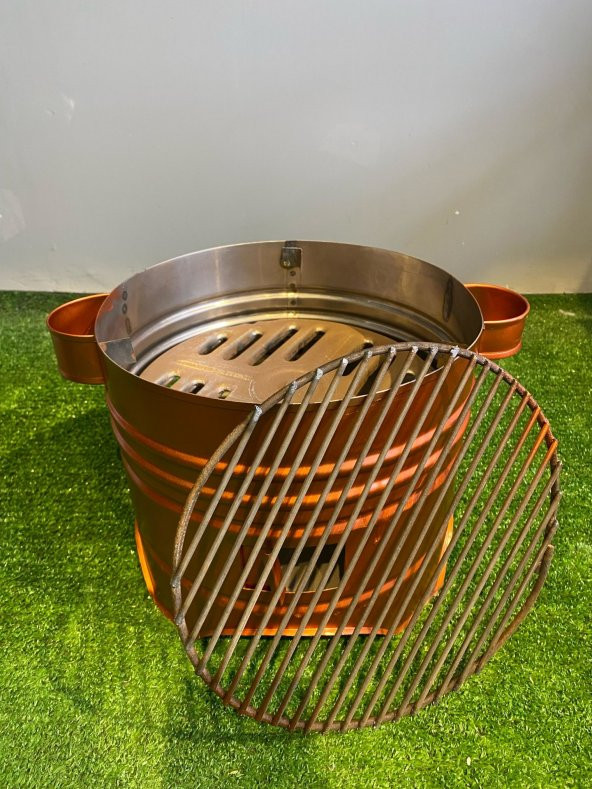 27 cm 3 Kapaklı Bakır Boyalı Yuvarlak Mangal - 3