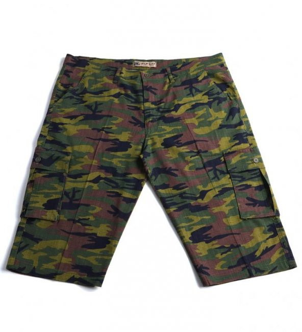 Büyük Beden Erkek Kamuflaj Şort Haki - 3