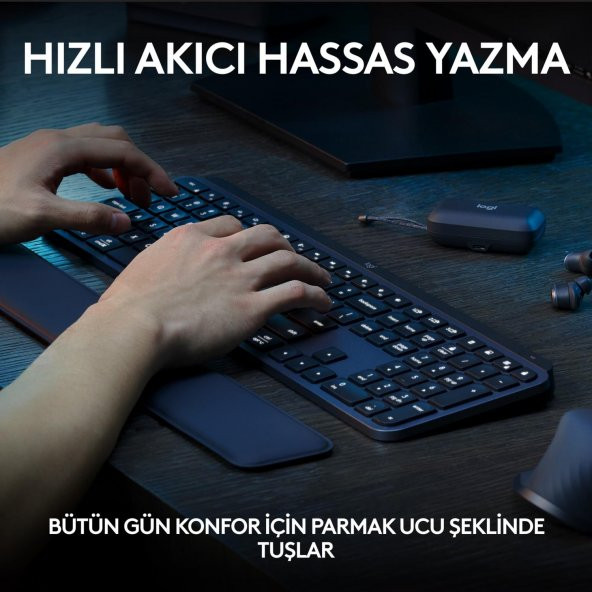Logitech Mx Keys S Gelişmiş Aydınlatmalı Tam Boyutlu Kablosuz Türkçe Q Klavye - Siyah - 7