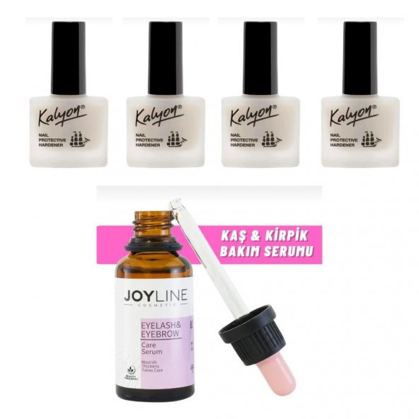 Kalyon Tırnak Sertleştrici 11 Ml 4 Adet+joy line Kaş Kirpik Onarıcı,uzatıcı,besleyici Ve Güçlendirici Bakım Serumu 30ml