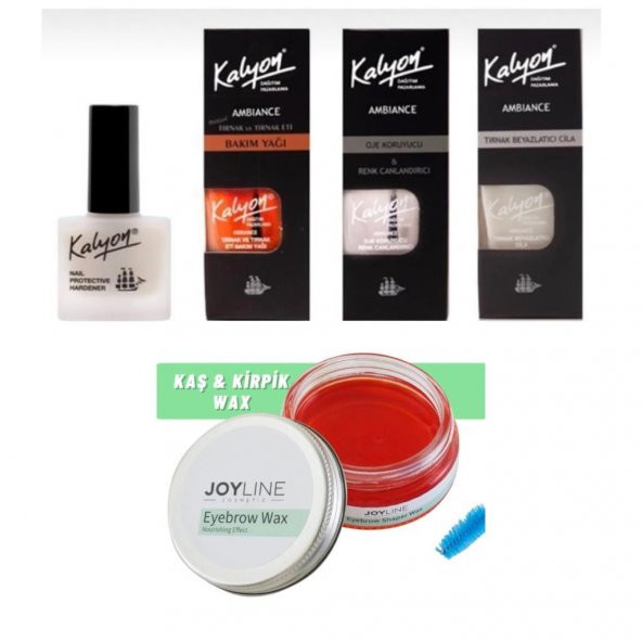 Kalyon Sertleştrici Bakım Yağı Koruyucu Beyazlatıcı 4 Lü Set+joy line Kaş Şekillendirici Ve Sabitleyici Wax 50ml