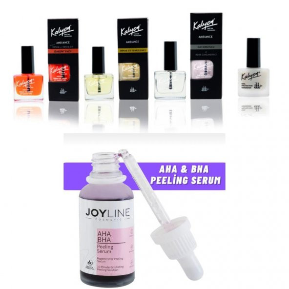 Kalyon Sertleştrici Bakım Yağı Et temizleyici Koruyucu 4 Lü Set+joy line Kırmızı Peeling Serumu 30ml Aha %30 Bha %2