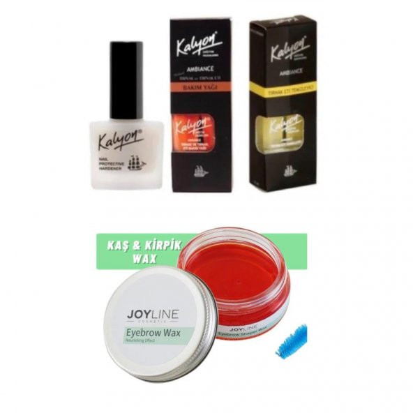 Kalyon Tırnak Sertleştrici+Tırnak Bakım Yağı+Tırnak Eti Temizleyici 3'lü Set+joy line Kaş Şekillendirici Ve Sabitleyici Wax 50ml