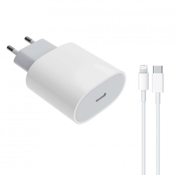 Global PD20W Quick Charger Type­-C to Lightning Kablolu Şarj Aleti Set Beyaz WNE0107