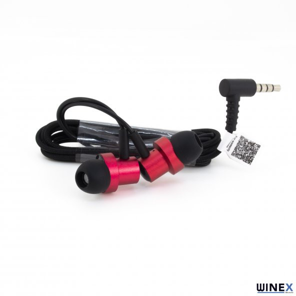 Global Mıknatıslı Metal Mikrofonlu Kablolu Kulakiçi Kulaklık Kırmızı WNE0103 - 2