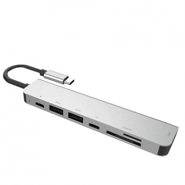 Global 7in1 USB Type-C Hub Port Adaptör 4K HDMI+UsbA+Sd/Tf Kart 100W PD Girişli WNE0063