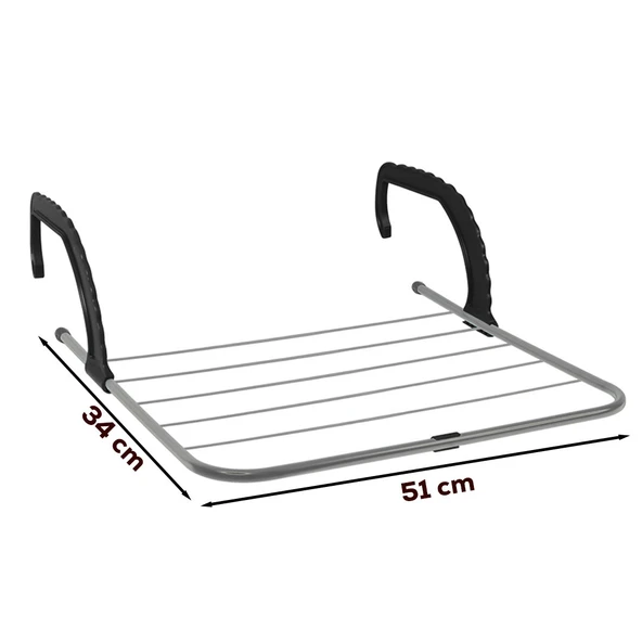 Porsima Petek Üstü Çamaşır Kurutmalığı - Katlanabilir Pencere Balkon Kurutma Askısı Gri - 2