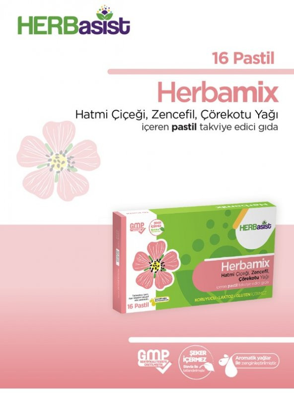 Herbasist Herbamix- Çörekotu Yağı, Hatmi Çiçeği ve Zencefil Içeren Pastil Takviye Edici Gıda