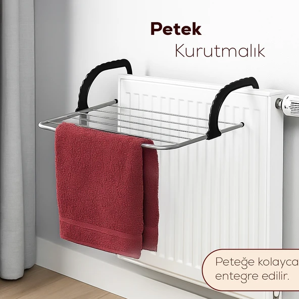 Porsima Petek Üstü Çamaşır Kurutmalığı - Katlanabilir Pencere Balkon Kurutma Askısı Gri