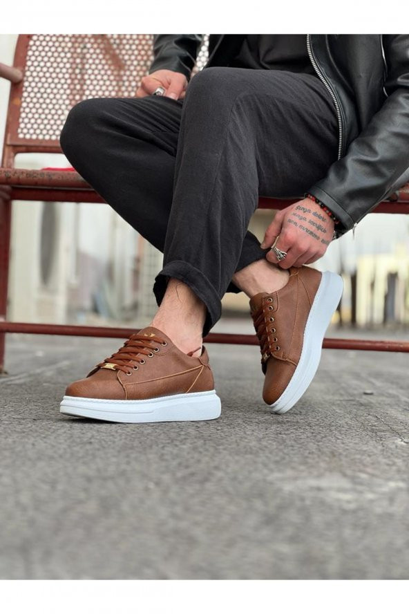 Wagoon WG028 Taba Bağcıklı Kalın Taban Casual Erkek Ayakkabı - 2